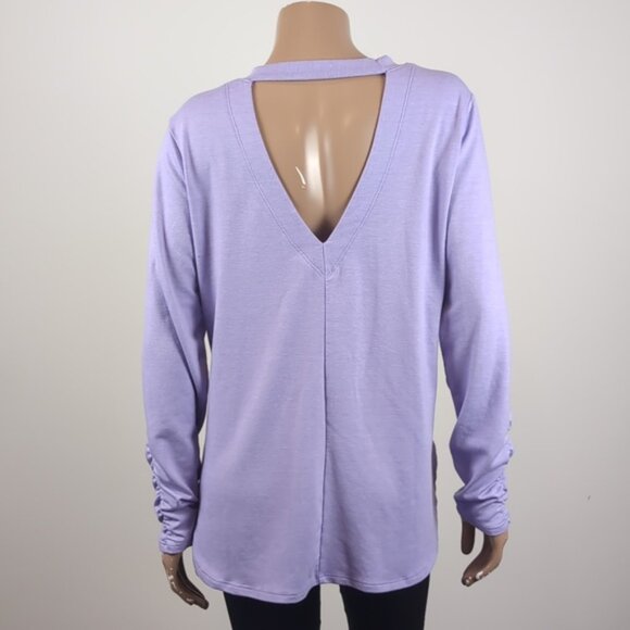 RBX No Sweat Long Sleeve Ruched Cut Out Activewear Tunic Top Sweatshirt - Picture 9 of 14